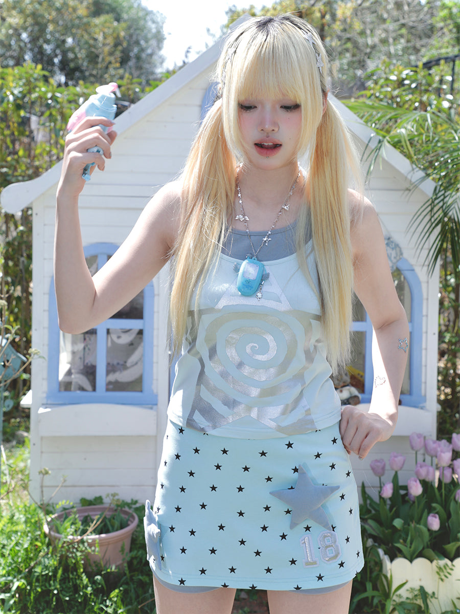 Removable stars Fake two pieces Skirt pants