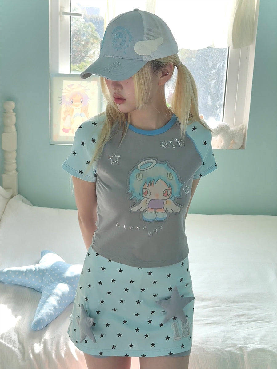 Removable stars Fake two pieces Skirt pants
