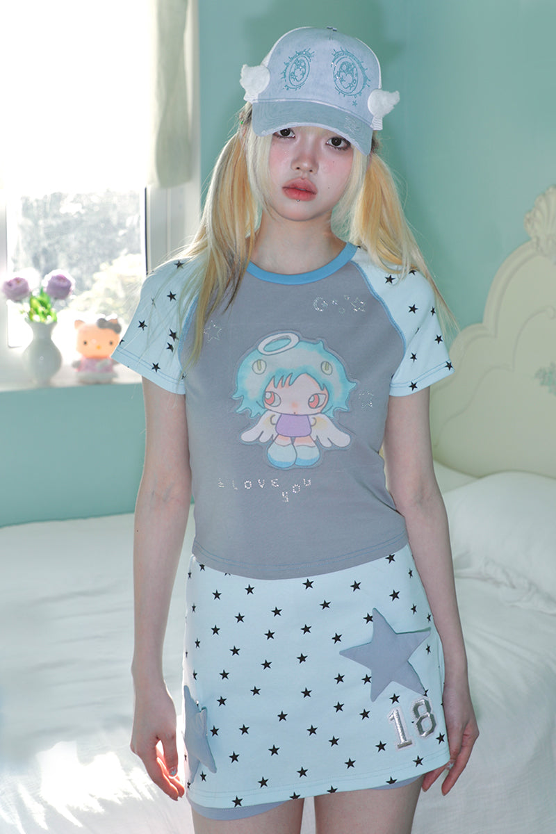 Removable stars Fake two pieces Skirt pants