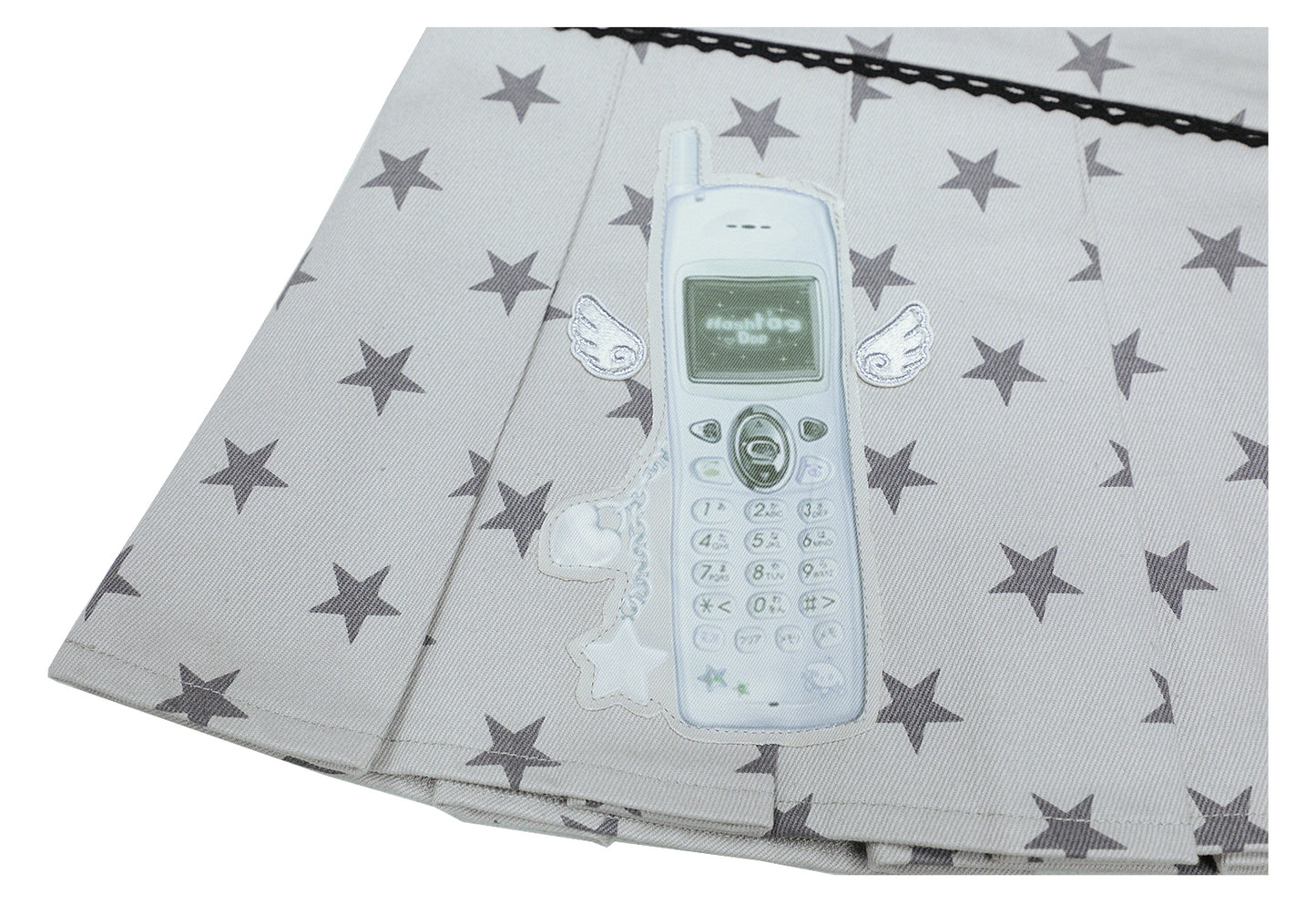 Retro Flip Phone Star Pleated Mini Skirt