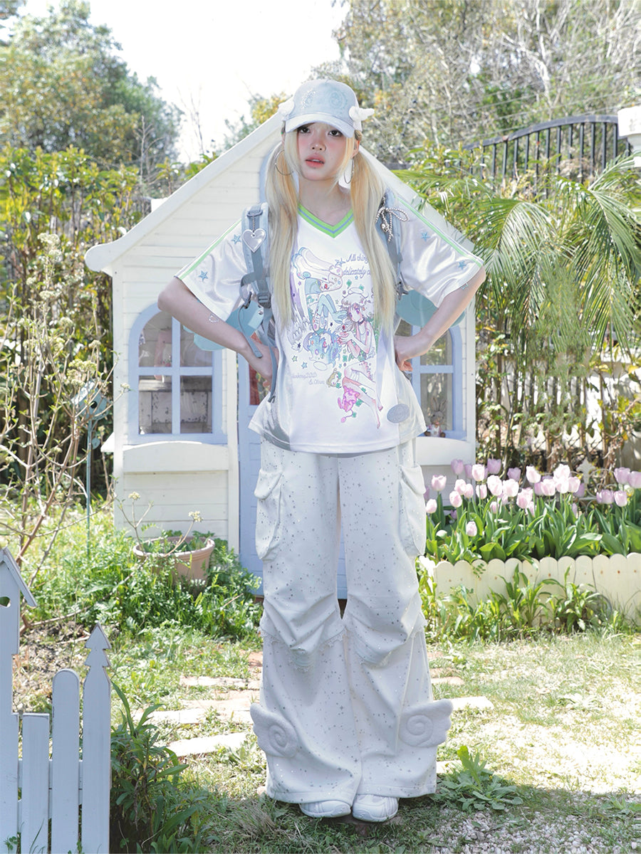 Angel wing paratrooper straight tube workwear pants