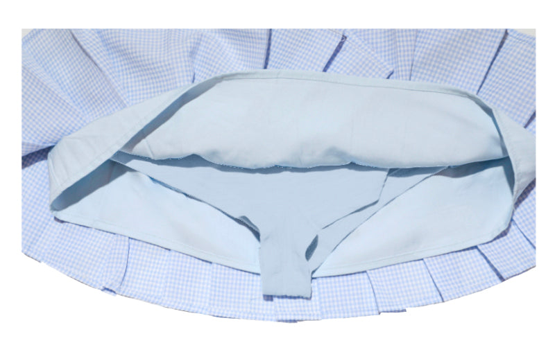 Three layer spliced cake puffy star checkered skirt