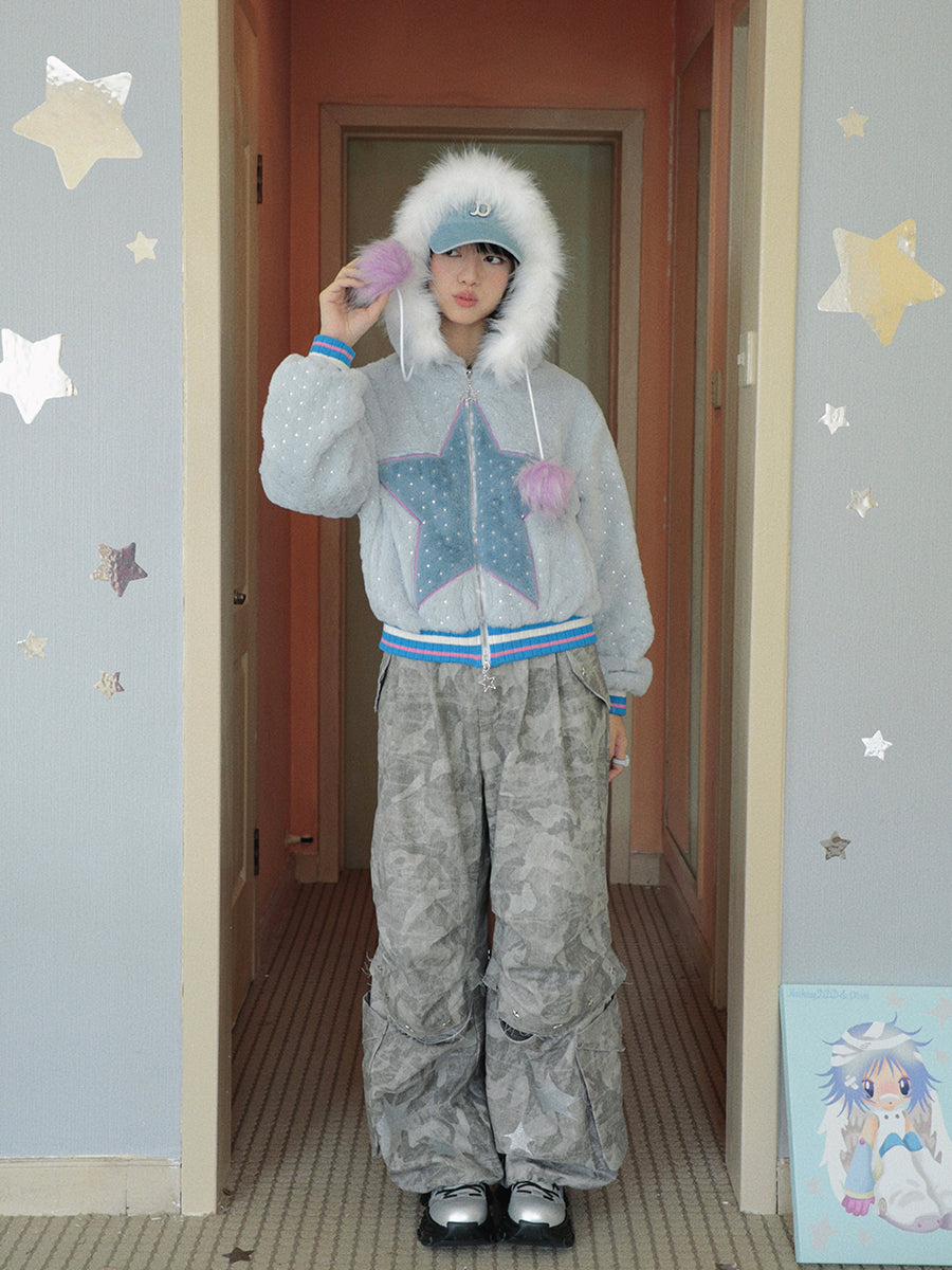 Star Plush Hooded Jacket