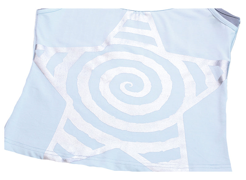 hot silver spiral star fake two piece neck hanging top