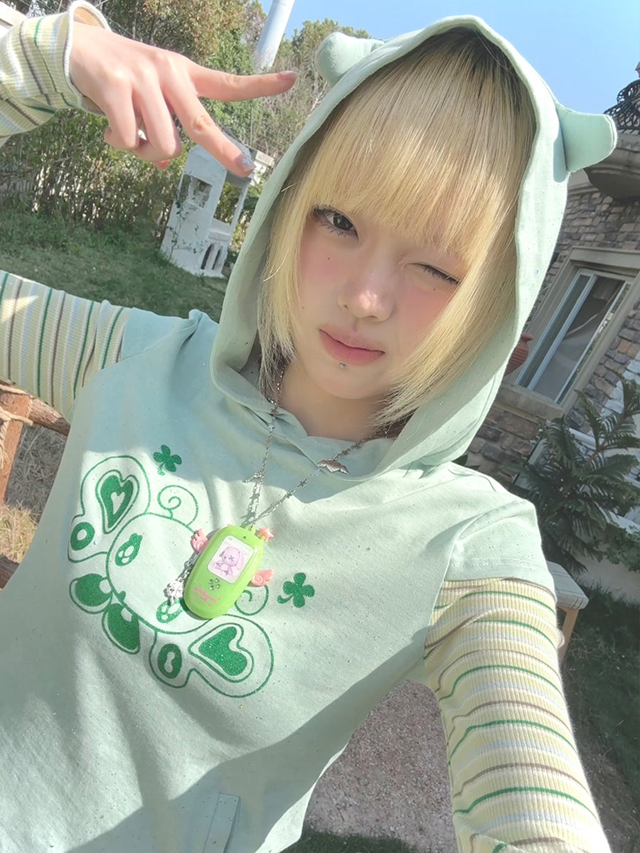 sunonebird co-branded Long Sleeve Hooded Bottom Shirt