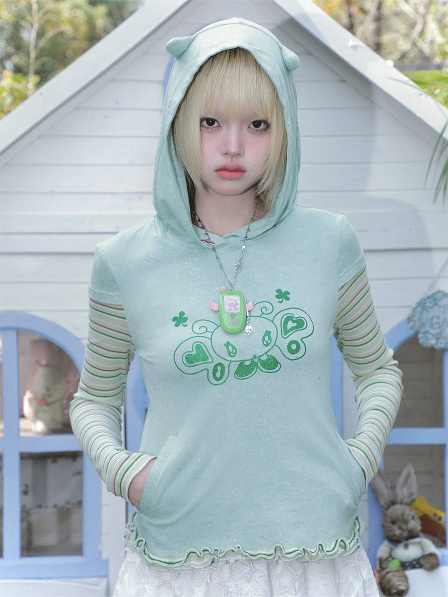 sunonebird co-branded Long Sleeve Hooded Bottom Shirt