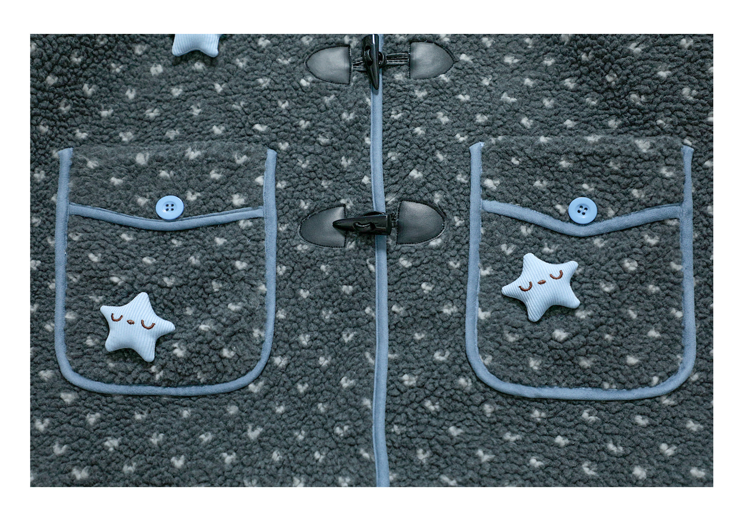 Faux Shearling Hooded Coat with Angel Wings