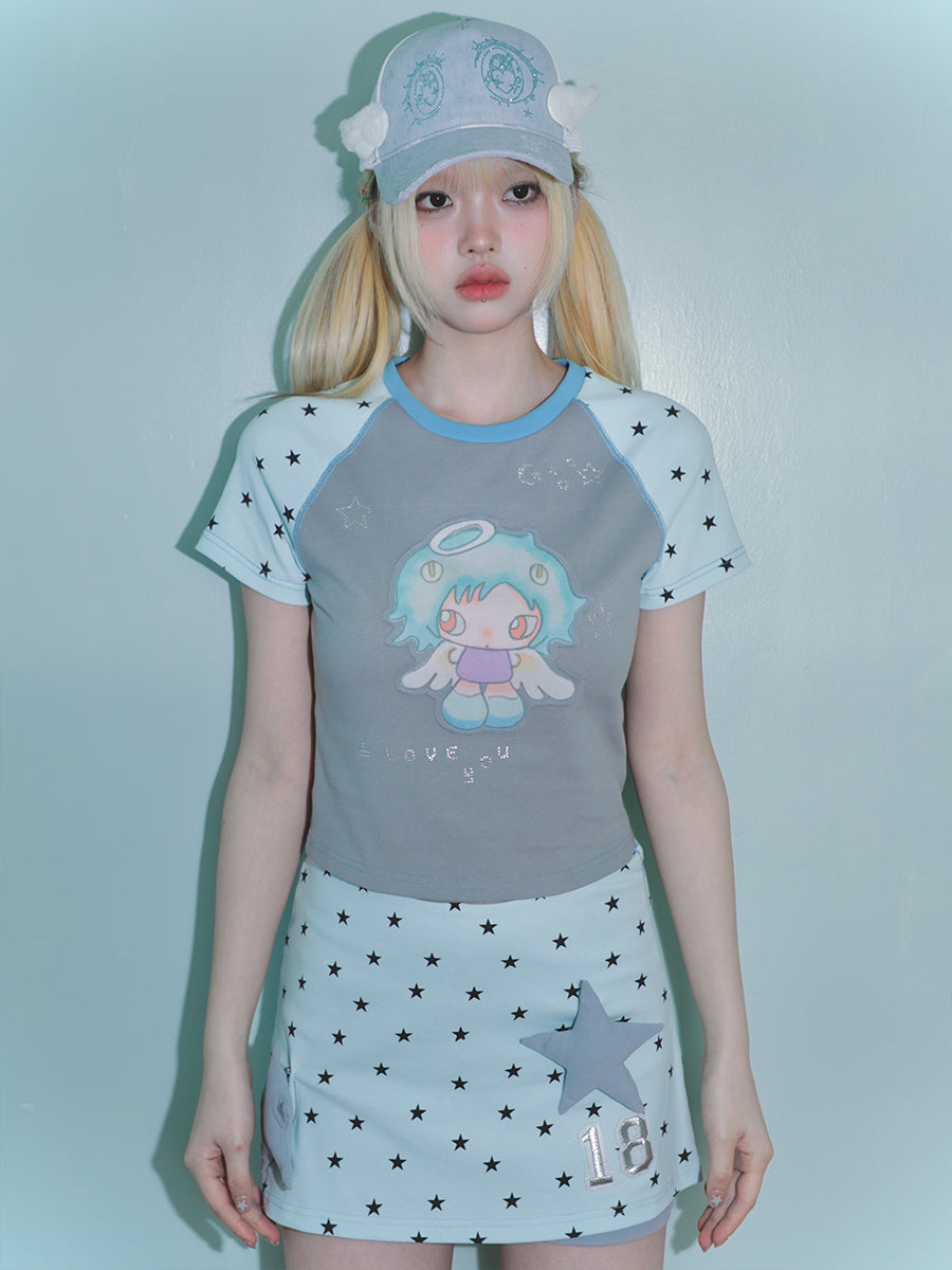 oliwabiu co-branded Star Plunge Short Sleeve T-Shirt