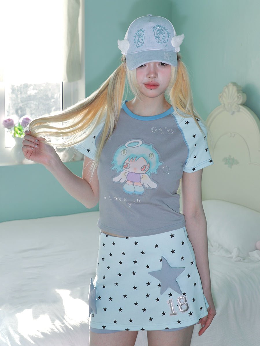 oliwabiu co-branded Star Plunge Short Sleeve T-Shirt