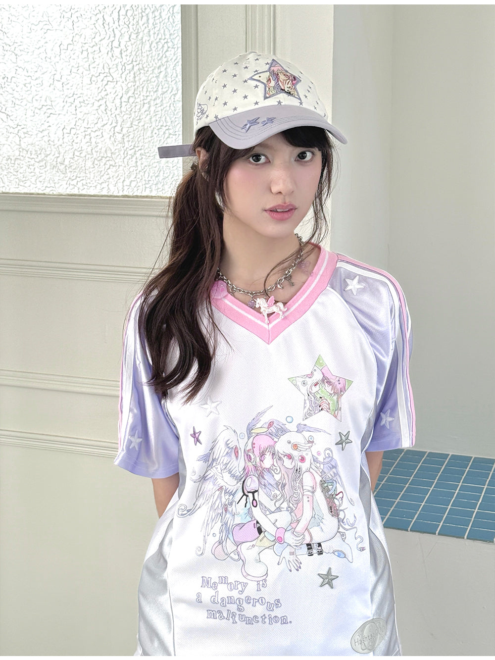 oliwabiu co-branded Patchwork Short Sleeve Jersey - Purple