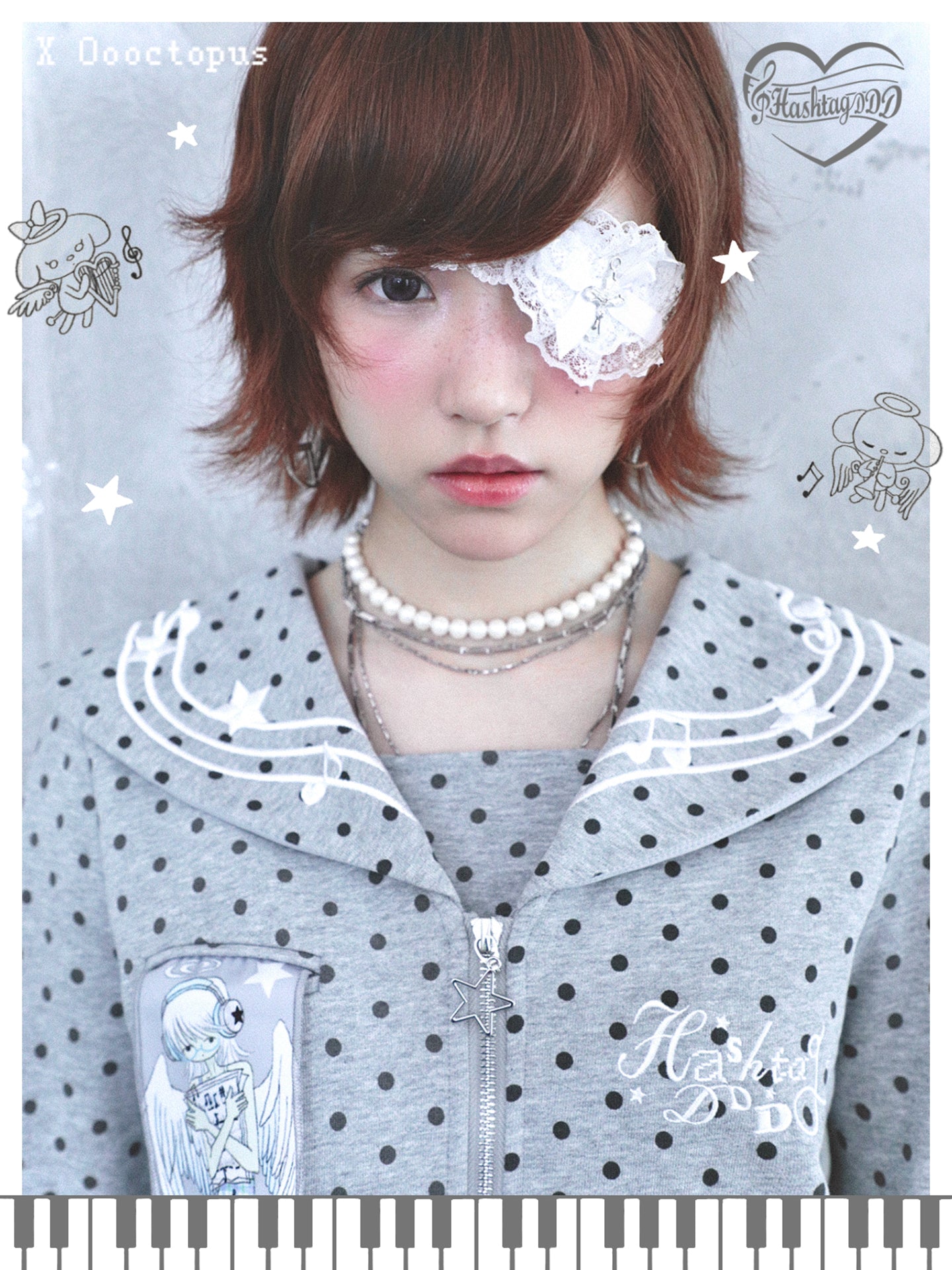 oooctopus co-branded Sailor Style Zip-Up Hoodie