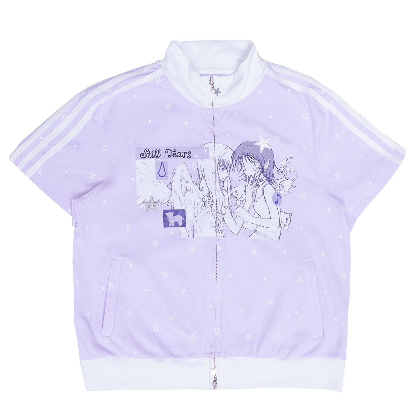 oliwabiu co-branded Star Print Short Sleeve Cardigan