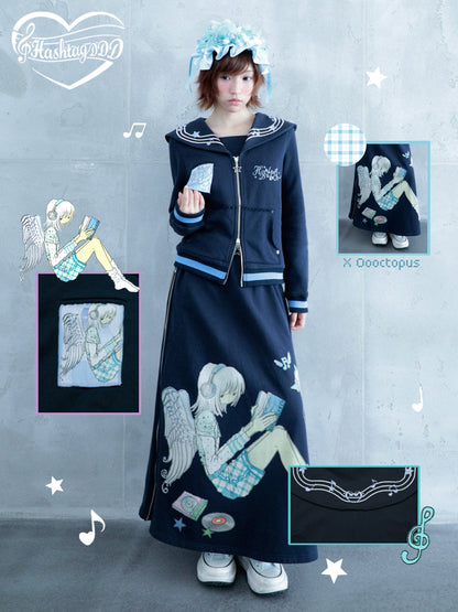 oooctopus co-branded Sailor Style Zip-Up Hoodie