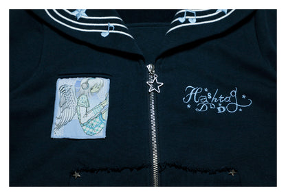 oooctopus co-branded Sailor Style Zip-Up Hoodie