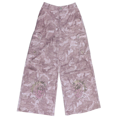 Cartoon Eye Rhinestone Parachute Pink Pants