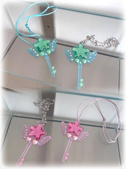 Star, Wing, Magic Wand & Key Necklace