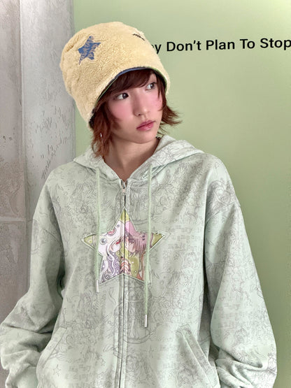 oliwabiu co-branded Star-studded hoodie jacket