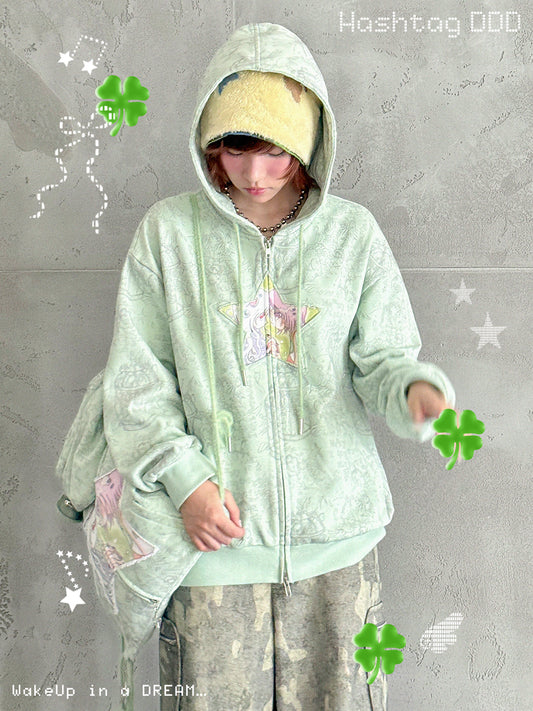 oliwabiu co-branded Star-studded hoodie jacket