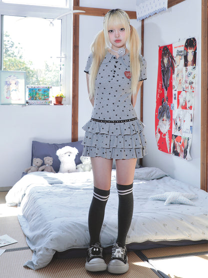 Star Polo Neck Cake Dress