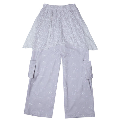 Drop-Waist Skirt Pants with Envelope Pockets