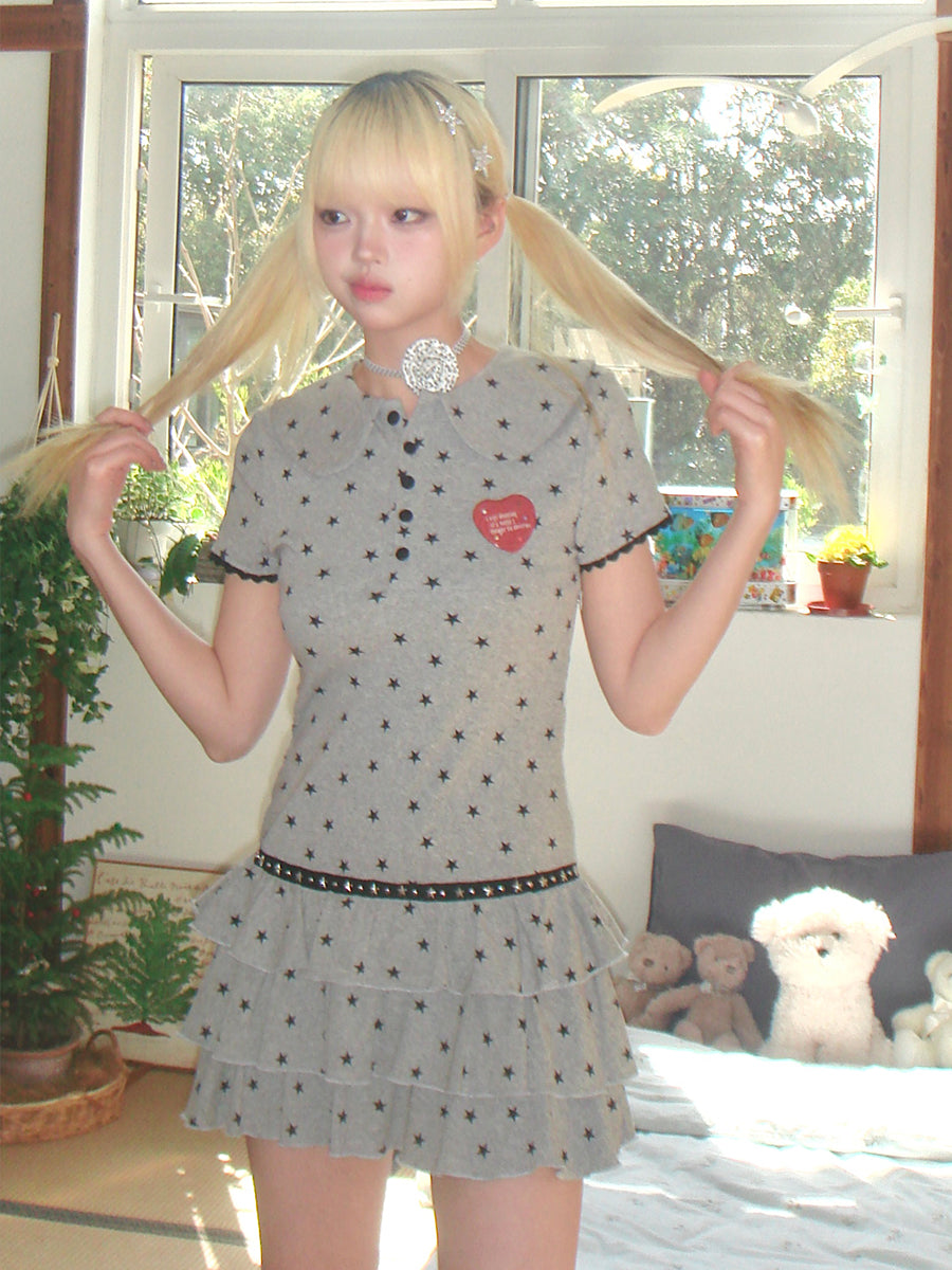 Star Polo Neck Cake Dress