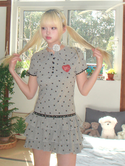Star Polo Neck Cake Dress