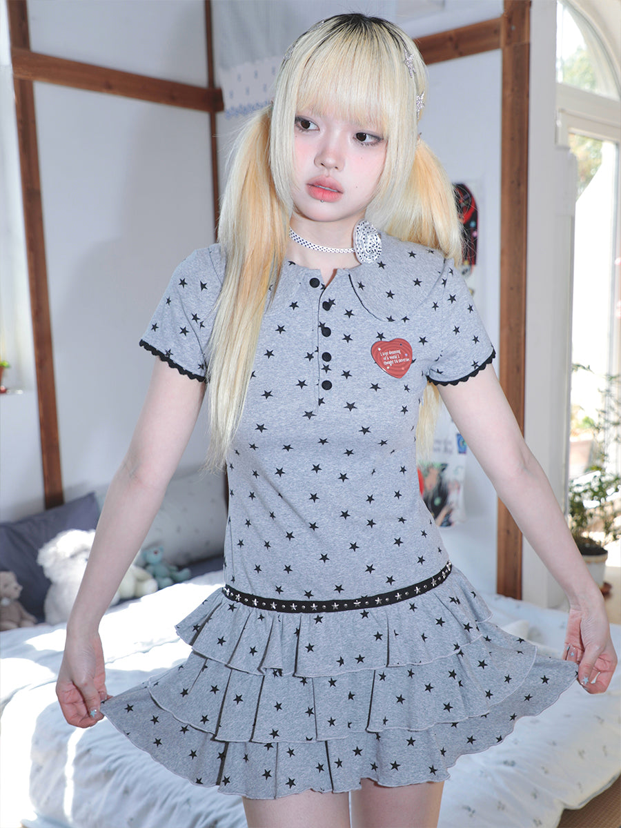 Star Polo Neck Cake Dress