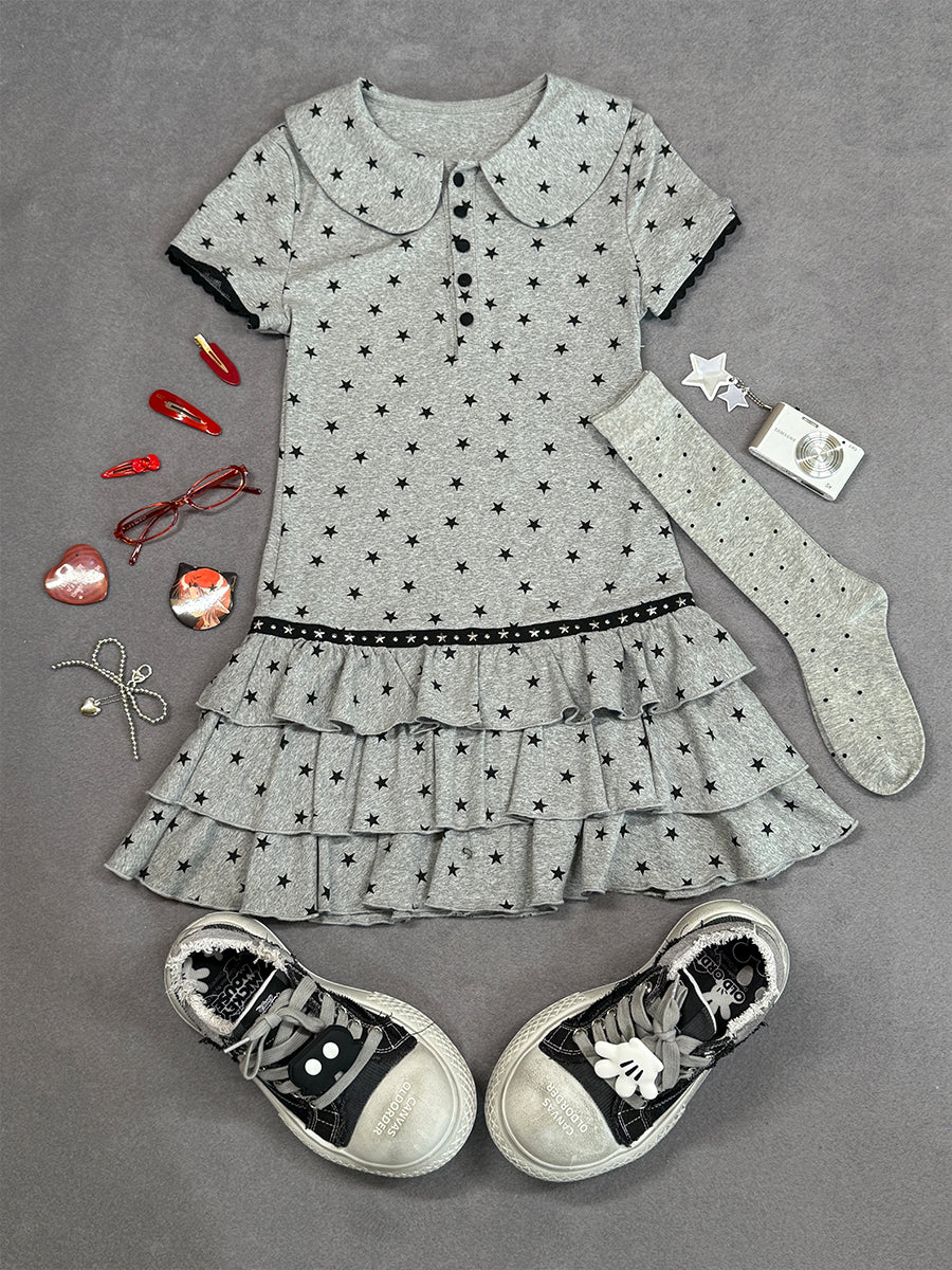 Star Polo Neck Cake Dress