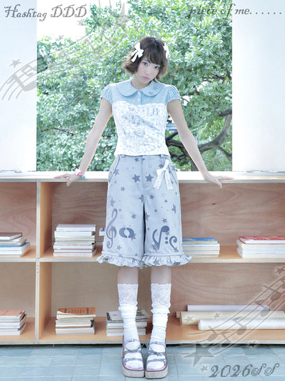 Music Note & Star 2-in-1 Cargo Wide Leg Pants