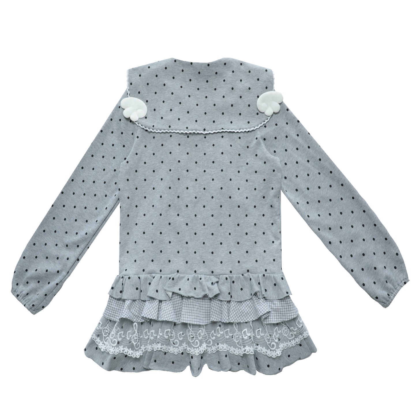 Sailor Collar Sweater Dress with Piano Buttons and Polka Dots