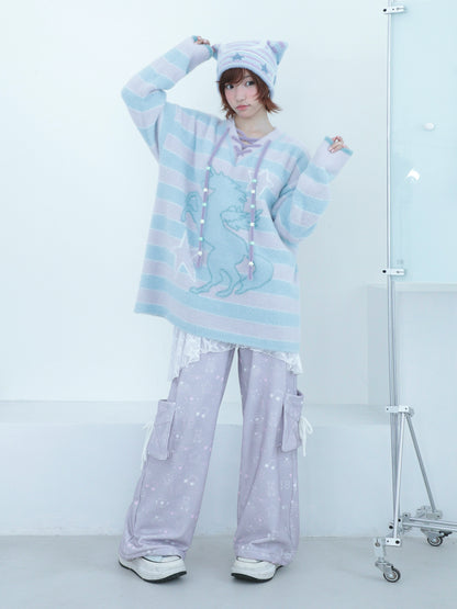 Drop-Waist Skirt Pants with Envelope Pockets