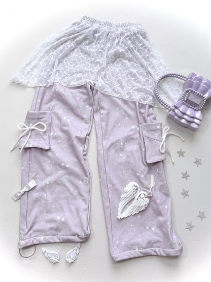 Drop-Waist Skirt Pants with Envelope Pockets