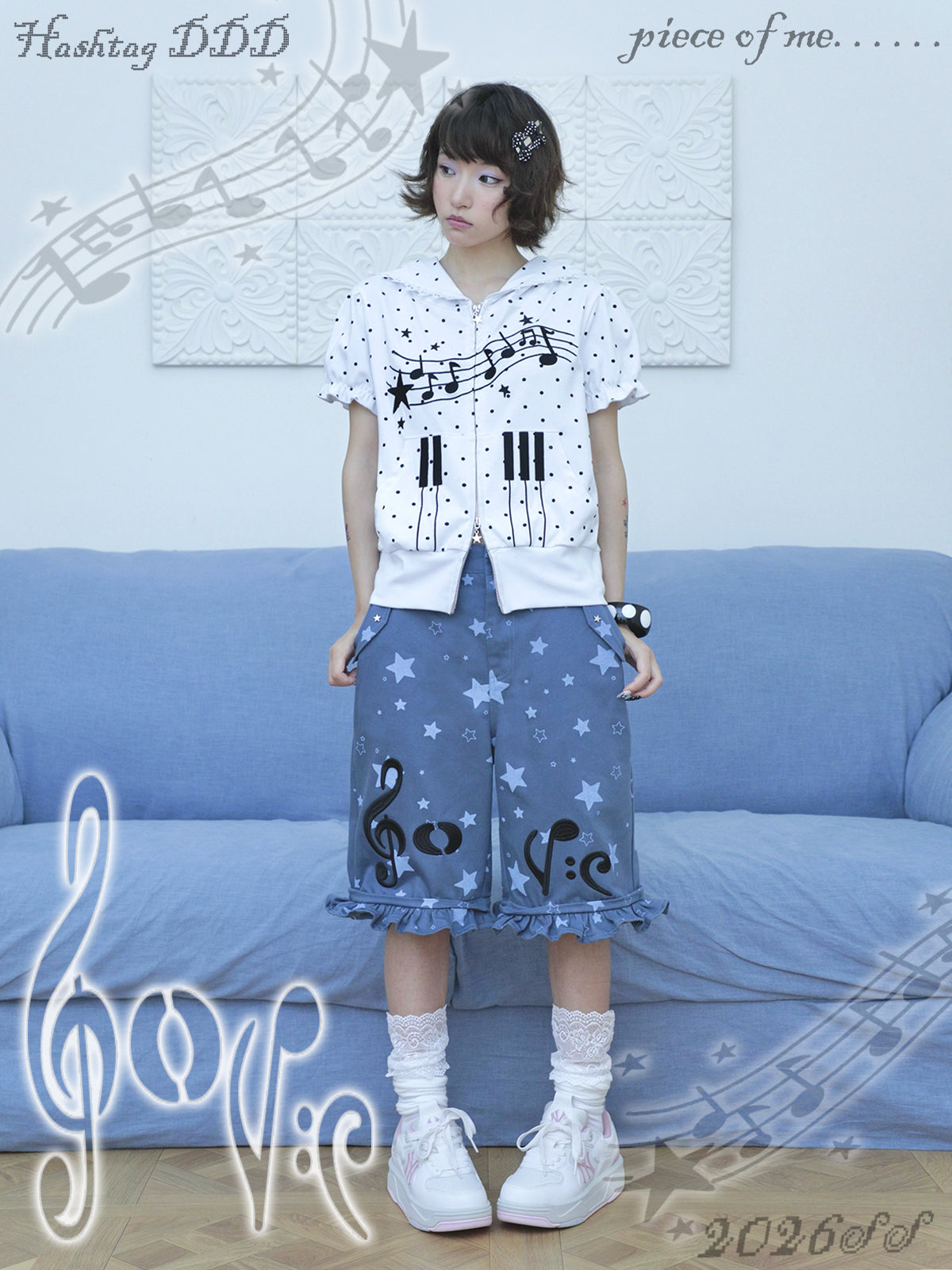 Music Note & Star 2-in-1 Cargo Wide Leg Pants