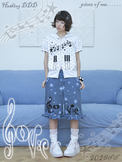 Music Note & Star 2-in-1 Cargo Wide Leg Pants