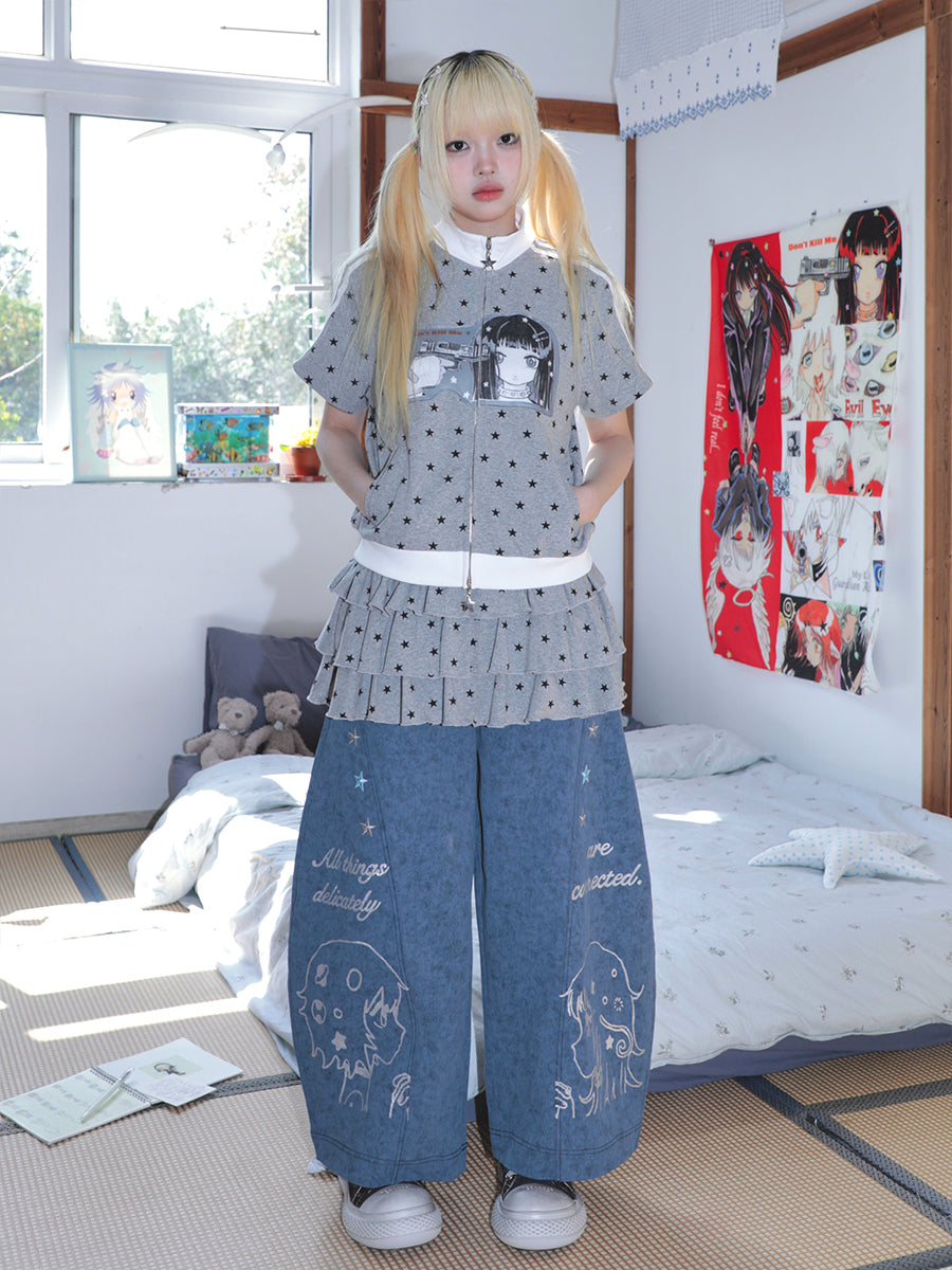 oliwabiu co-branded KillAngel Star short sleeved cardigan