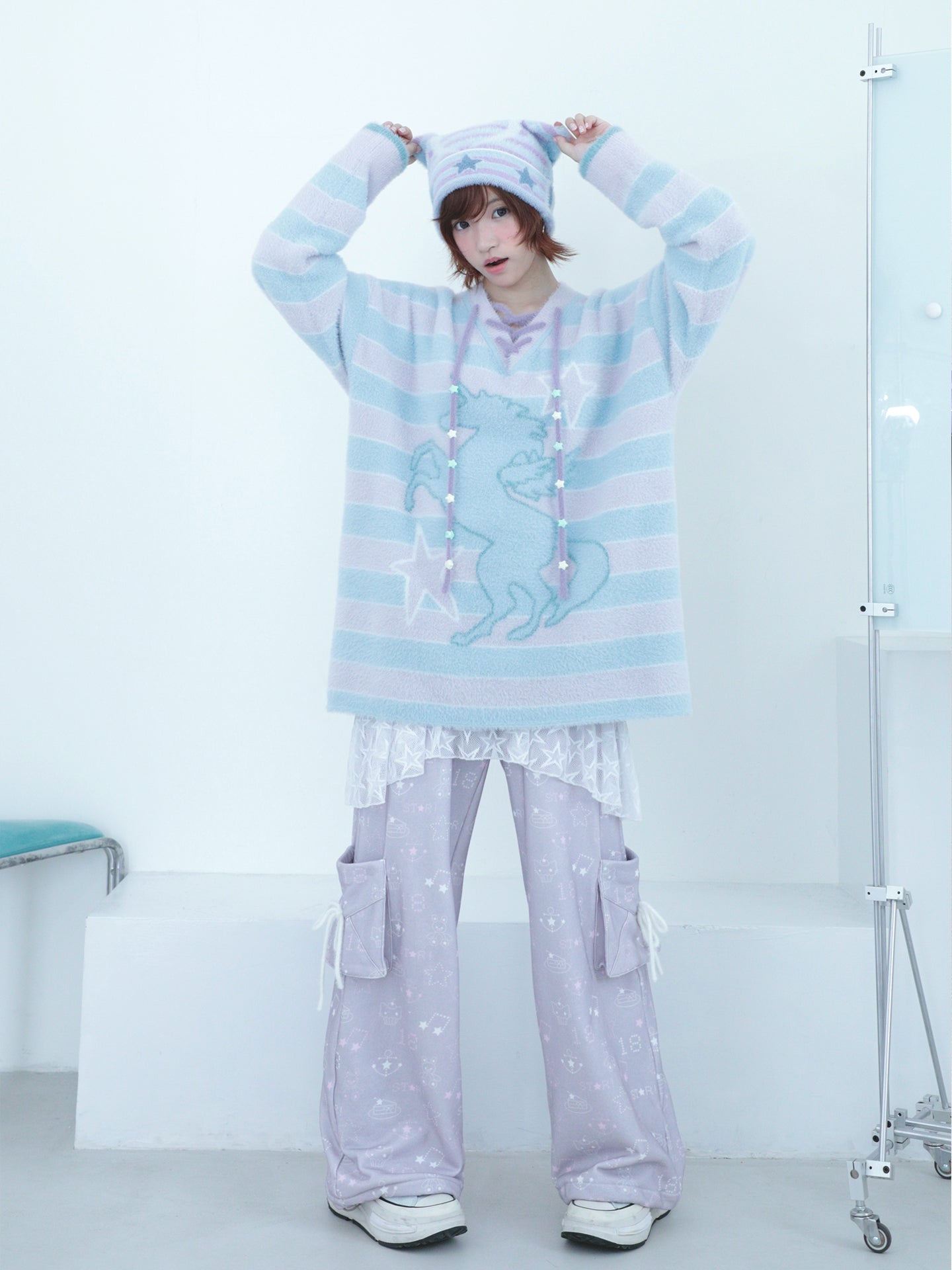 Drop-Waist Skirt Pants with Envelope Pockets