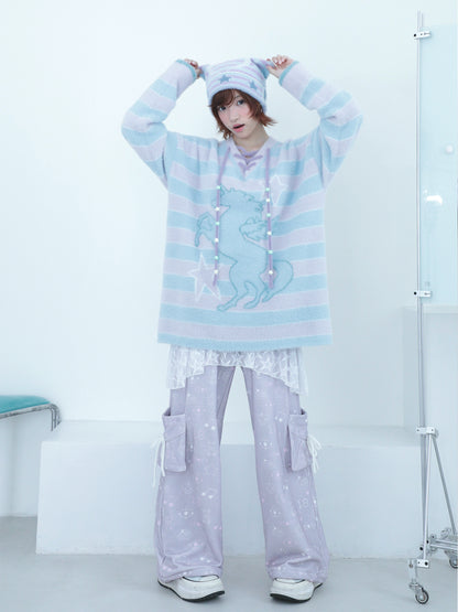 Drop-Waist Skirt Pants with Envelope Pockets