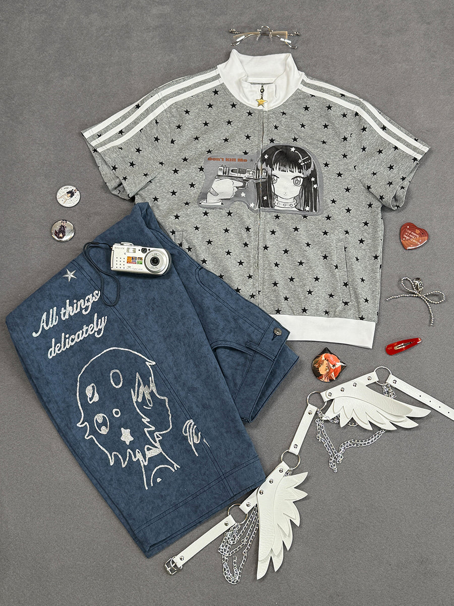 oliwabiu co-branded KillAngel Star short sleeved cardigan