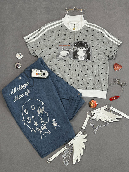 oliwabiu co-branded KillAngel Star short sleeved cardigan