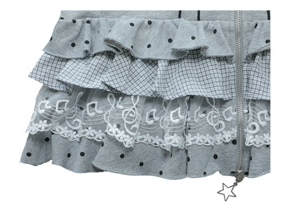 Sailor Collar Sweater Dress with Piano Buttons and Polka Dots