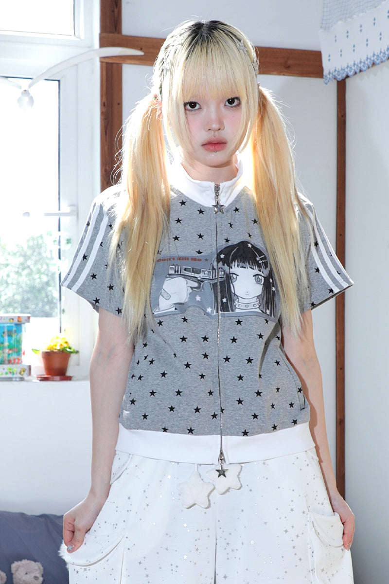 oliwabiu co-branded KillAngel Star short sleeved cardigan
