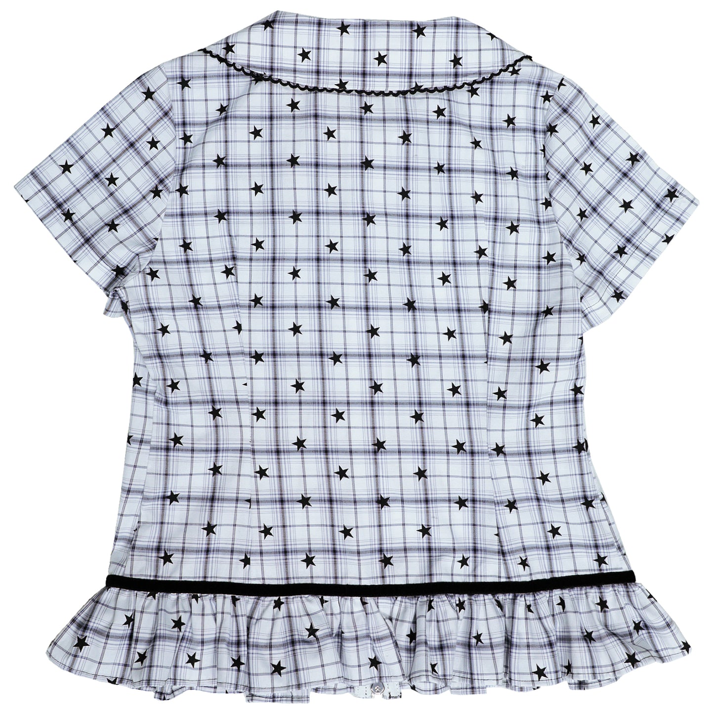 Star Check Peter Pan Collar Short Sleeve Shirt