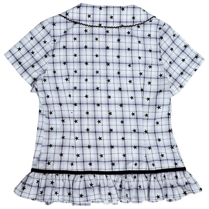 Star Check Peter Pan Collar Short Sleeve Shirt