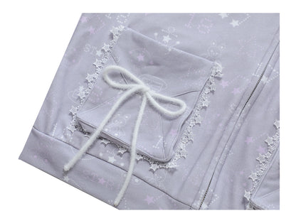 Star Hoodie Coat with Envelope Pockets