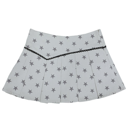 Retro Flip Phone Star Pleated Mini Skirt