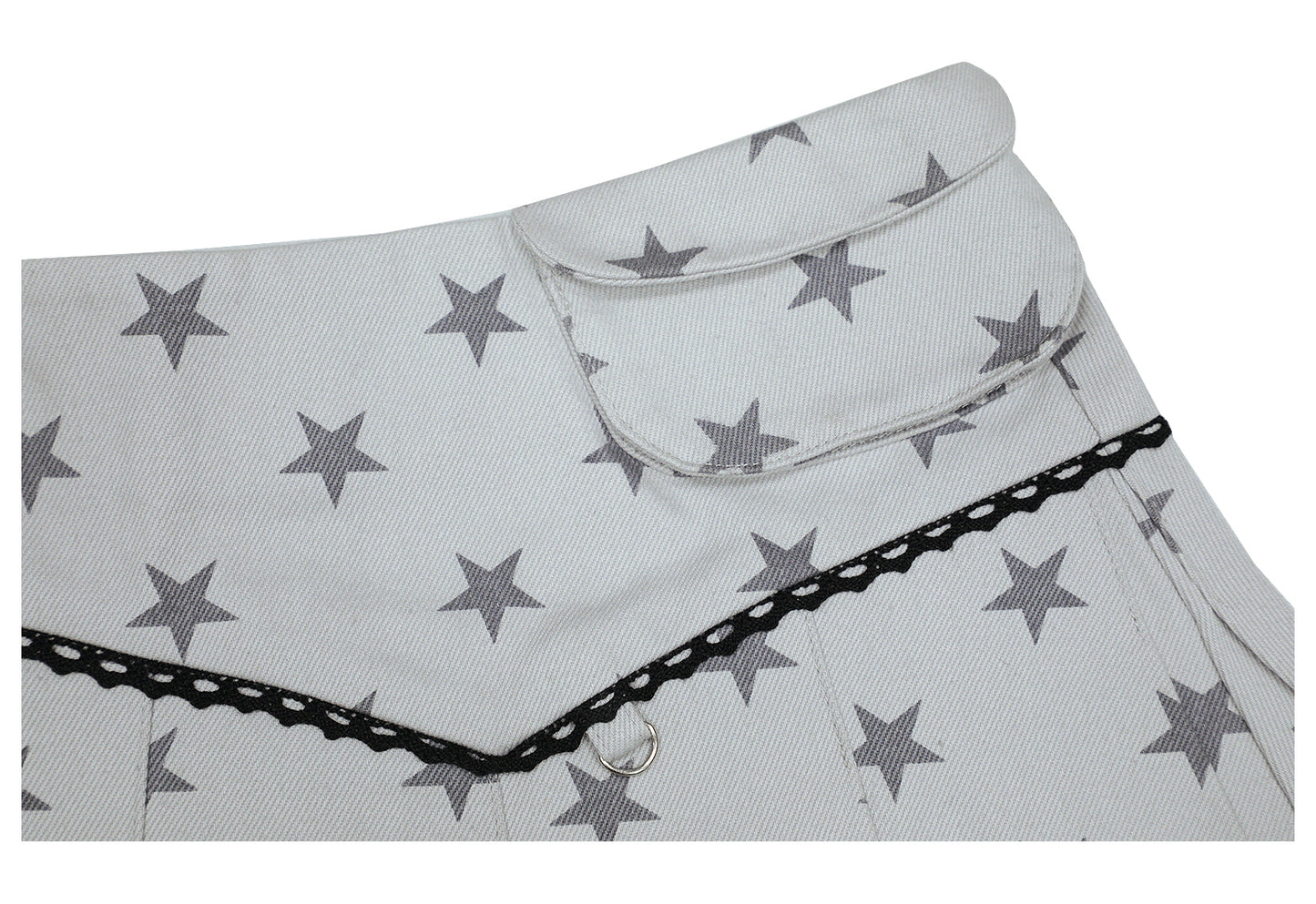Retro Flip Phone Star Pleated Mini Skirt