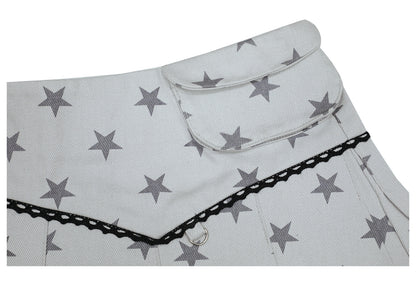 Retro Flip Phone Star Pleated Mini Skirt