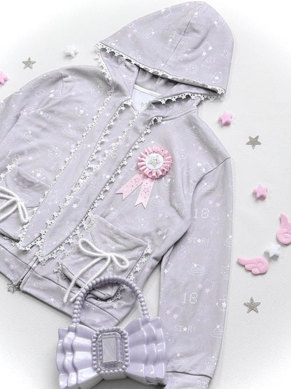 Star Hoodie Coat with Envelope Pockets