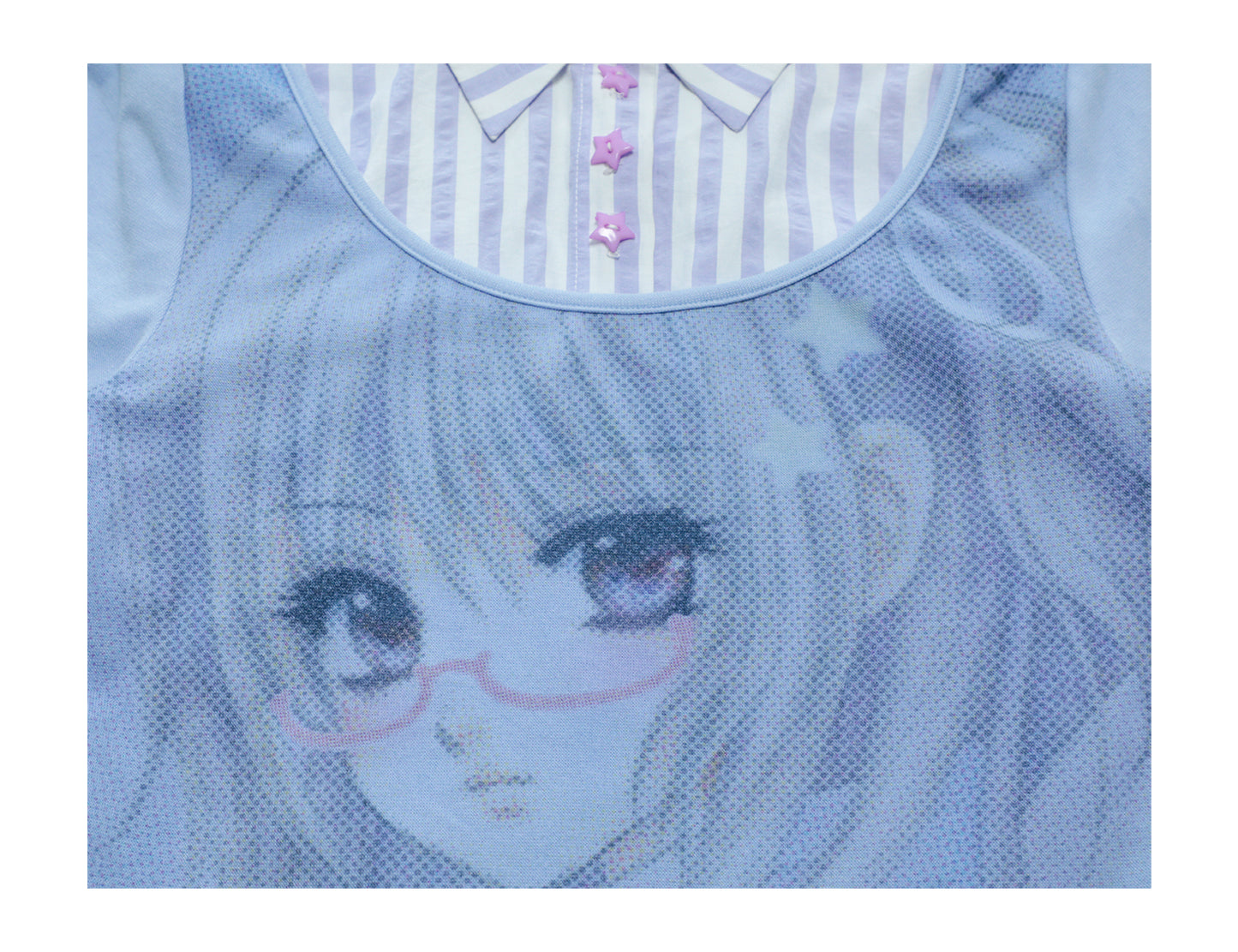 Comic Girl Print Two-Piece Style Blouse