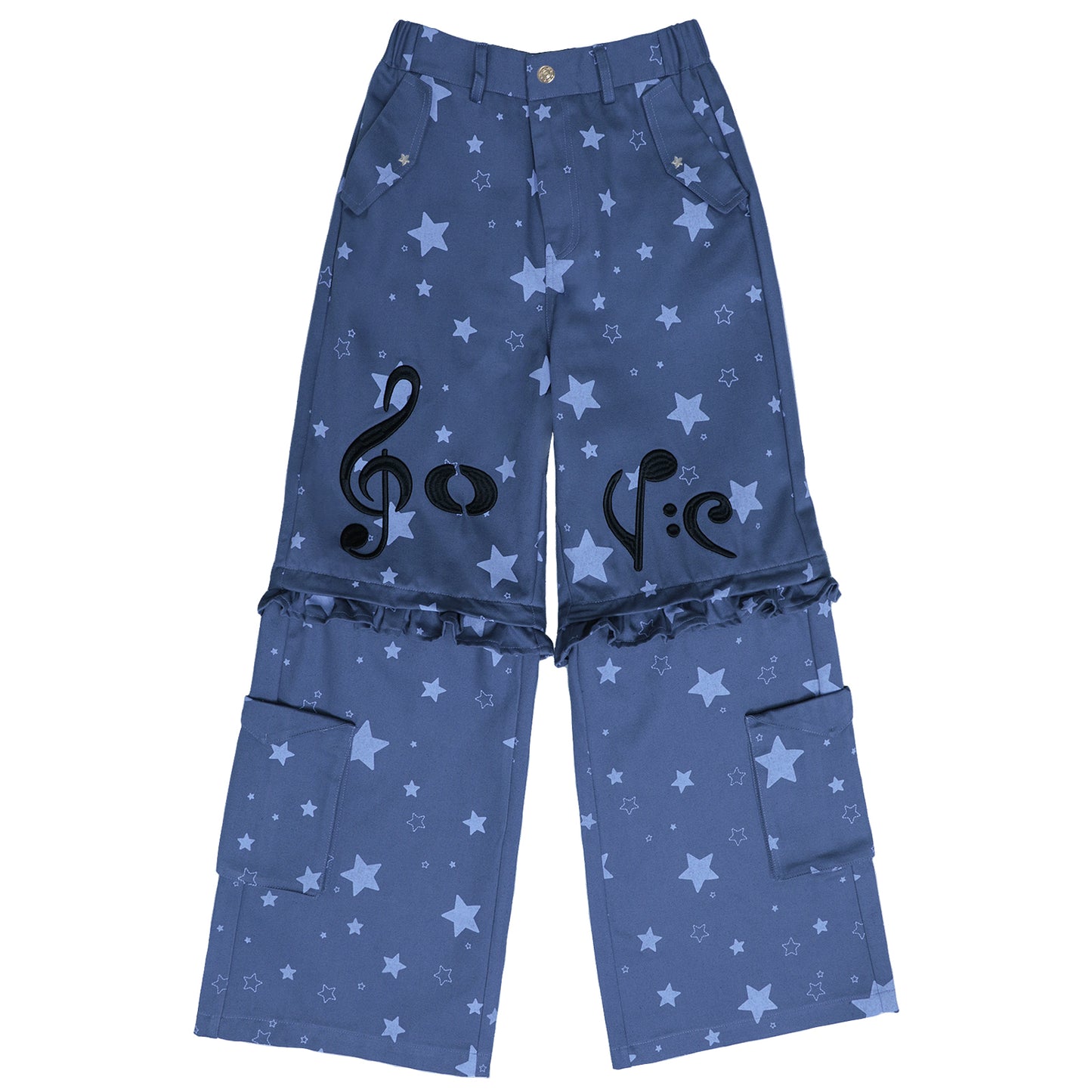 Music Note & Star 2-in-1 Cargo Wide Leg Pants